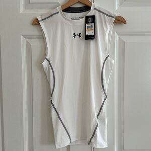 Under Armour Heat Gear compression tank, white, size small